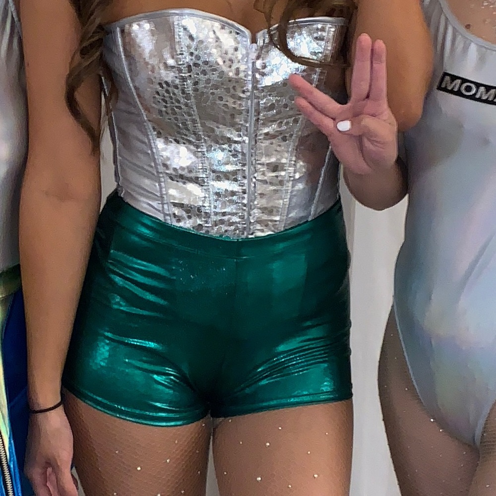 Green Shiny Spandex Shorts